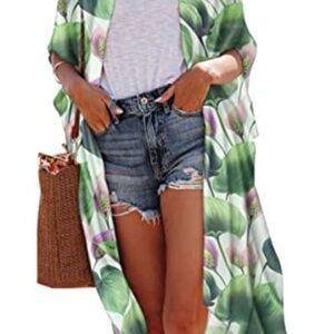 Soft botanicaL floral Calla lily–style blooms oversized. KIMONO/DUSTER SWIM